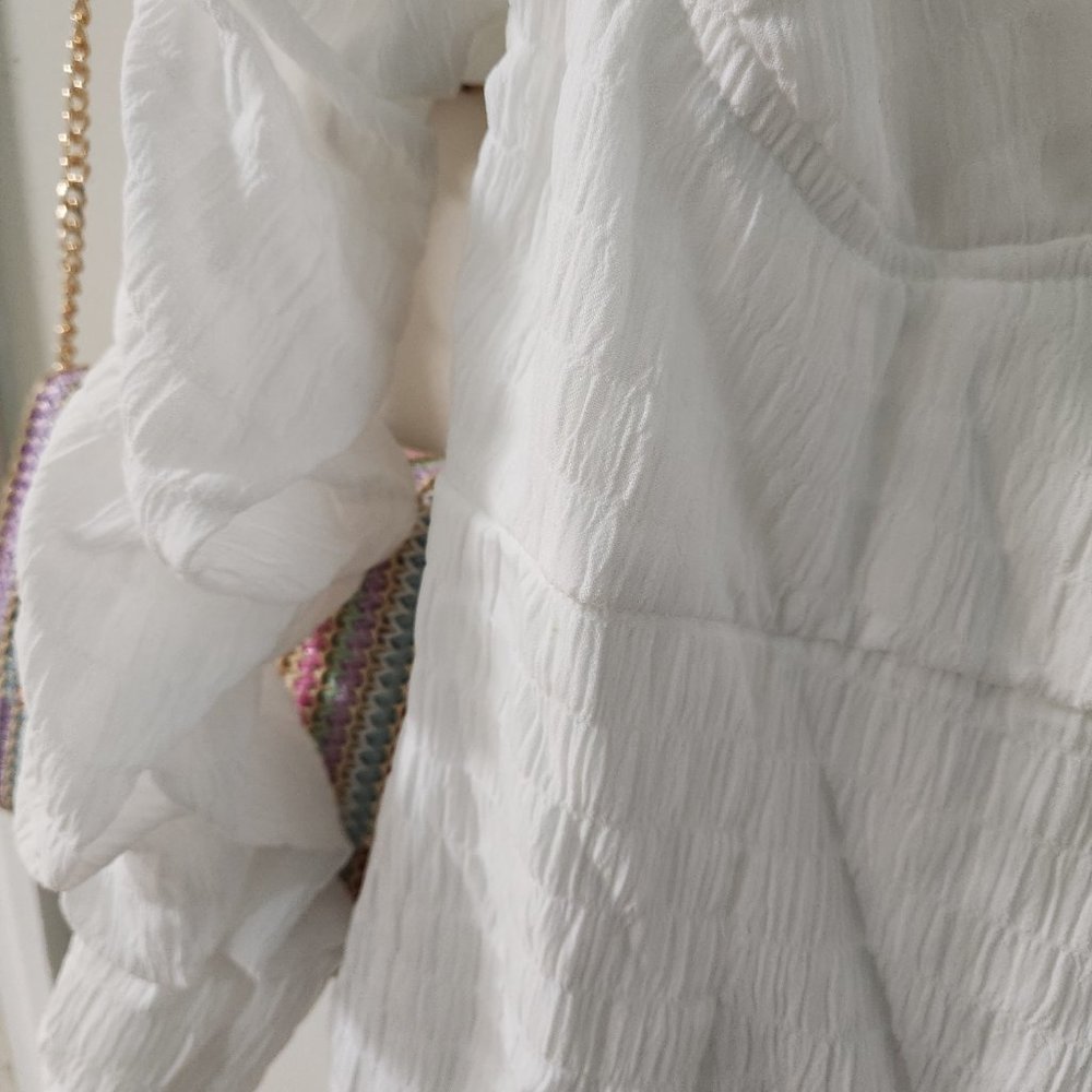 White Ruffled Mini Dress - Picture 8 of 8